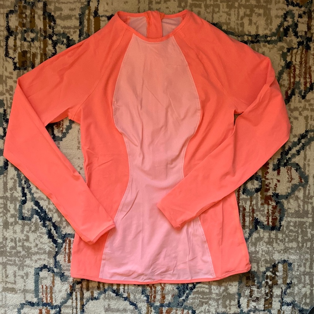 lululemon athletica Long Sleeve Performance Top in Coral and Light Pink